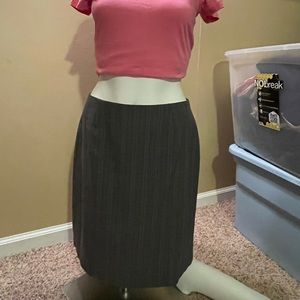 Secretary type gray striped skirt